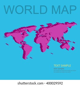 3D World map of dots squares