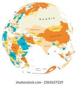3D World Map globe every Countries. 3d globe map of the world isolated on color background. Flat Earth, Globe World Map icon, Clear Text Markings, 360° Horizontal Rotation 3d vector Design.