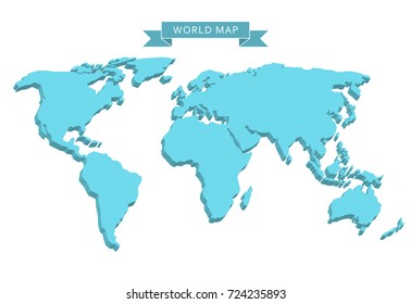 3D World map isolated on a white background