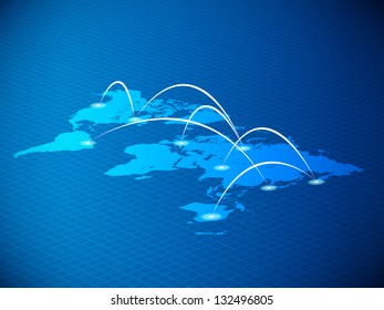 3D World Map with Network Connection Lines | EPS10 Vector Design Background