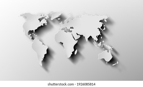 3D World Map With Shadow. EPS10 Vector