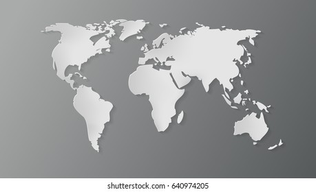 3D World Map With Shadow. EPS10 Vector