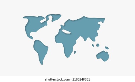 3D World Map Shape Paper Cut Style. EPS10 Vector