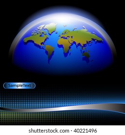 3D world on a halftone modern background