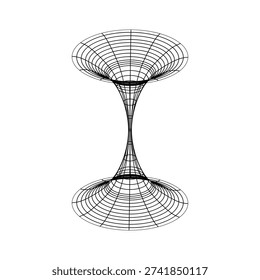 3D Wormhole Black Hole Wireframe Vector Illustration