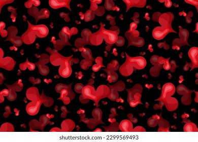 3d Wrapping paper with Red Hearts. Endless ornament with Shape. Wallpaper and textile print. Heart seamless pattern. Vector illustration.