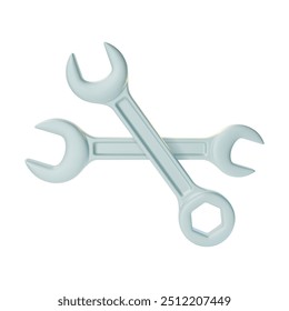 3d Wrench Construção e reparação conceito Design de desenhos animados estilo isolado em um fundo branco. Ilustração vetorial