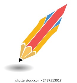 Diseño del logotipo del vector del lápiz de escritura 3d