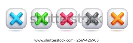 3D X Icon, Square Frame, Colorful Design