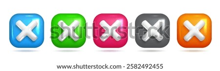 3D X Icon, Square Frame, Colorful Design