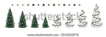 3d xmas winter cone tree with gold elements. Ornament vector render for holiday podium decor. Realistic abstract scene Happy new year golden scene modern pine trend for luxury geometric studio stage