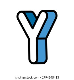 3d y letter design, lettering typography retro and comic theme Vector illustration