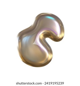 Elemento 3d y2k cromado de plata brillante. Forma abstracta de la representación de metal cromado. Y2K forma abstracto. Representación 3d de la ilustración del vector.