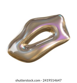 Elemento 3d y2k cromado de plata brillante. Forma abstracta de la representación de metal cromado. Y2K forma abstracto. Representación 3d de la ilustración del vector.