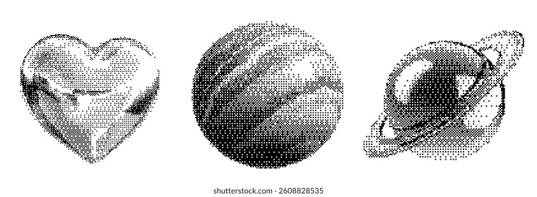 3d y2k elements kit. Bitmpap style isolated as a png. 