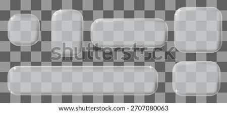 3d Y2K White Glass Frames UI UX elements. Vector set of Translucent geometric billboards for decoration and covering. Modern and sleek design suitable for websites and user interfaces.