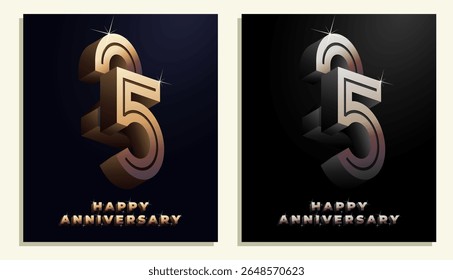 3d Year Anniversary Gold Metal Colour 25th, 25th Happy Anniversary with Elegant Colour, Luxury and Modern.