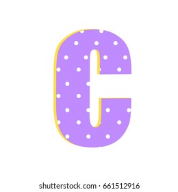 3d yellow alphabet letter A with polka dots isolated on white background Vector illustration
