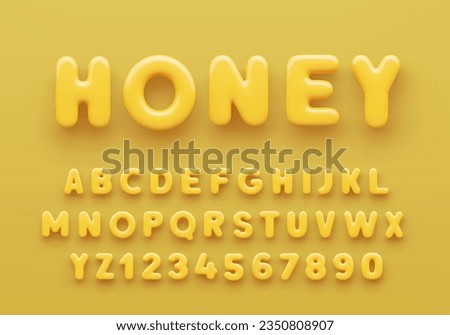 3D Yellow alphabet with numbers on a yellow background.