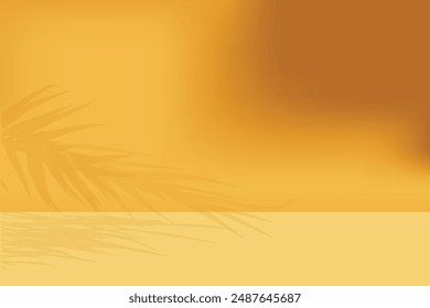 Los productos de fondo amarillo 3d muestran el escenario del podio con la plataforma amarilla de la hoja. El Vector de fondo 3d rinde con el podio. Fondo 3d para mostrar el producto cosmético. Escaparate del escenario en la exhibición del pedestal amarillo