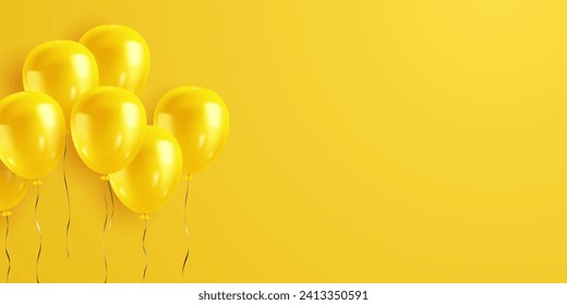 3d yellow balloon design background vector banner template beautiful illustration