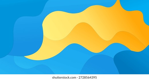 3D amarelo azul abstrato fundo sobrepor camada no espaço brilhante com ondas de fluxo decoração.Projeto elemento criativo na ilustração vetor