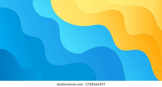 3D gelb blau abstrakten Hintergrund Überlappungsschicht auf hellen Raum mit fließenden Wellen Dekoration. 