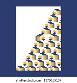 3D yellow and blue hexagonal patterned poster template vector