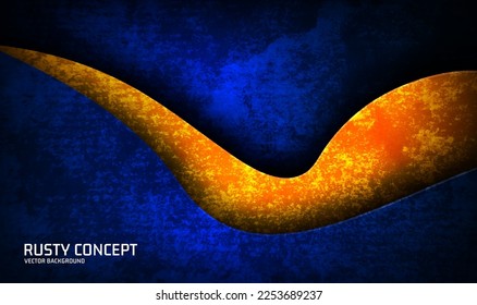 3D yellow blue rough grunge abstract background overlap layer on dark space with rusty effect decoration. Modern graphic design element cutout style concept for banner, flyer, card, or brochure cover