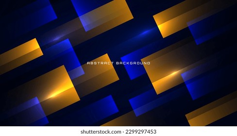3D yellow blue techno abstract background overlap layer on dark space with glowing decoration. Style concept cut out. Graphic design element for banner flyer, card, brochure cover, or landing page