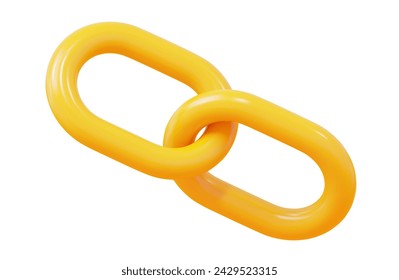 3d yellow chain or link Icon. Stock vector illustration on isolated background.