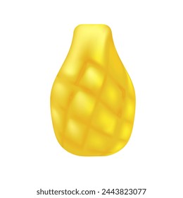 3D yellow chewy jelly candy with sweet and sour pineapple flavor vector illustration