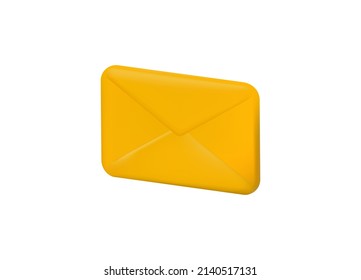 Icono de sobre de correo cerrado de 3d amarillo aislado en fondo gris. Realizar una nueva notificación de correo electrónico no leído. 3.ᵉʳ vector mínimo realista