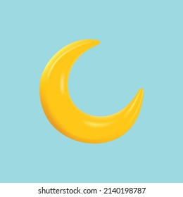 3d yellow color glossy moon vector illustration, 3d moon vector, 3d glossy moon, 