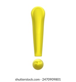 signo de exclamación amarillo 3d aislado. Renderizado de Vector 3D de alerta o error. Icono de exclamación de color amarillo