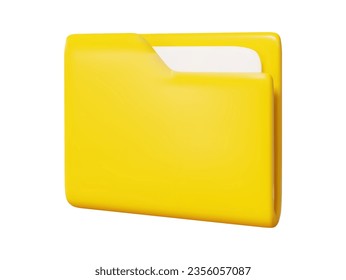 3d carpeta amarilla para documentos. Icono de caricatura en fondo aislado. Ilustración vectorial de material.