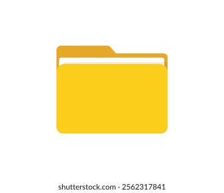 3d yellow folder icon. File folder icon. Document binder data archive. Office folder icon with documents. Folder for reports and archive cases. Vector Illustration