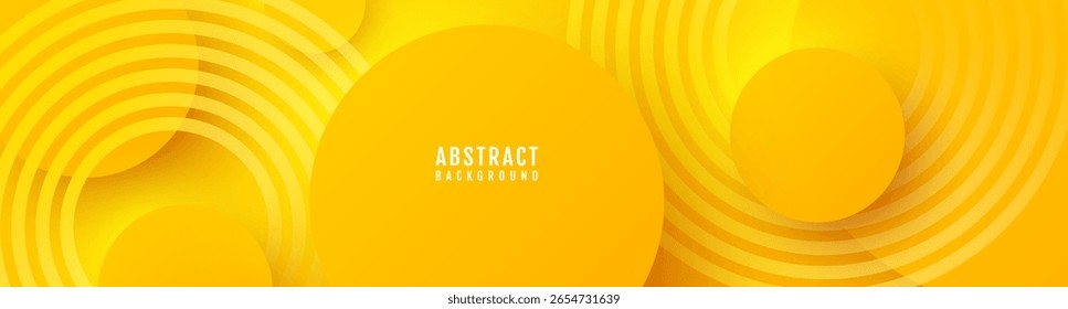 El fondo abstracto geométrico amarillo 3D se superpone en el espacio brillante con la decoración del efecto de círculos. Concepto moderno del estilo del recorte del elemento del Diseño gráfico para el Web, el arte, el volante, la tarjeta, o la cubierta del folleto