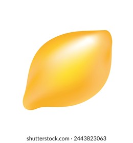 3D yellow glossy jelly candy of lemon shape and sour flavor vector illustration