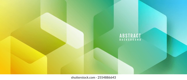 3D yellow green abstract background overlap layer on bright space with hexagons effect decoration. Modern graphic design element cutout style concept for web banner, art, flyer, card or brochure cover