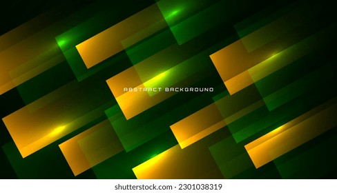 3D yellow green techno abstract background overlap layer on dark space with glowing decoration. Style concept cut out. Graphic design element for banner flyer, card, brochure cover, or landing page