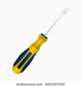 3d yellow grip screw driver-isolated on white background.