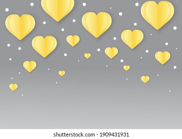 3d yellow hearts falling with white dot snow on ultimate gray background with empty space
Sweet Love Valentine's day concept greeting card abstract background. Vector illustration. 
