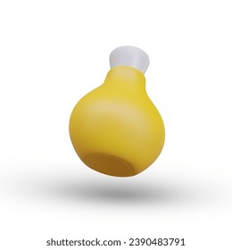 3D yellow jar for bathroom. Color container for shampoo, gel, balm. Bottle with cap on white background. Vector object, bottom view. Mockup, place for advertising sign, logo