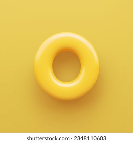 3D Yellow letter O with a glossy surface on a yellow background .