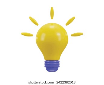 3d yellow light bulb icon concept of creative idea