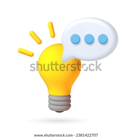 3d yellow lighting bulb icon. 3d vector render simbol ideya solution cartoon style. Vector illustration