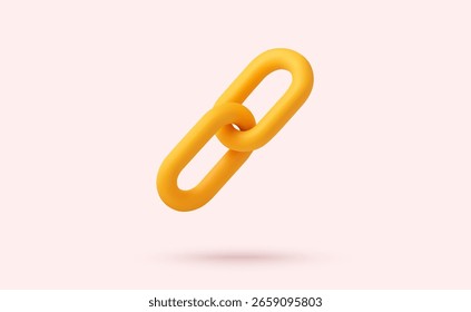 Icono de Enlace amarillo 3D, aislado en el fondo. Icono de cadena en Ilustración vectorial 3D