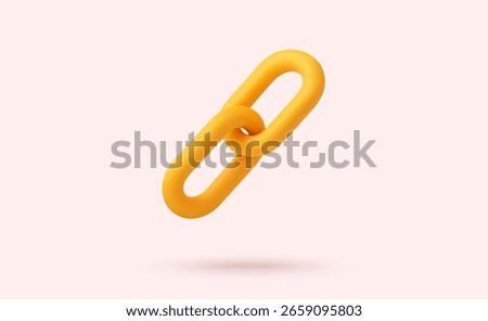 3d yellow link icon, isolated on background. Chain icon in 3d vector illustration