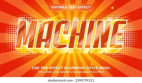 3d yellow machine text effect, editable text style Template